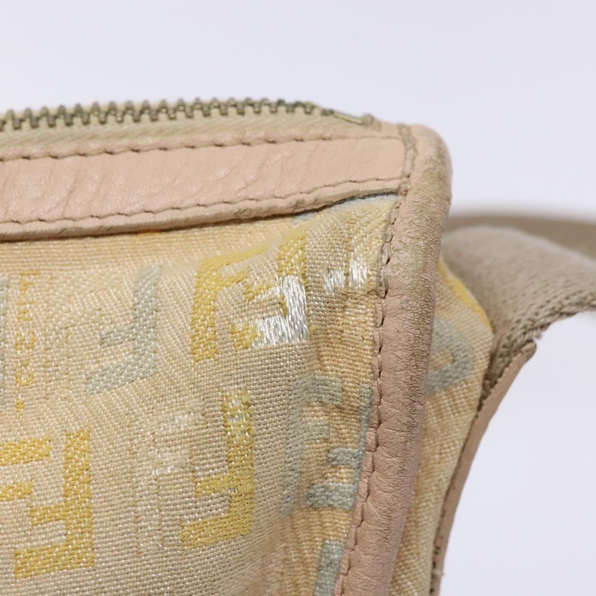 FENDI Zucchino Canvas Shoulder Bag Beige Gold Auth ep9438