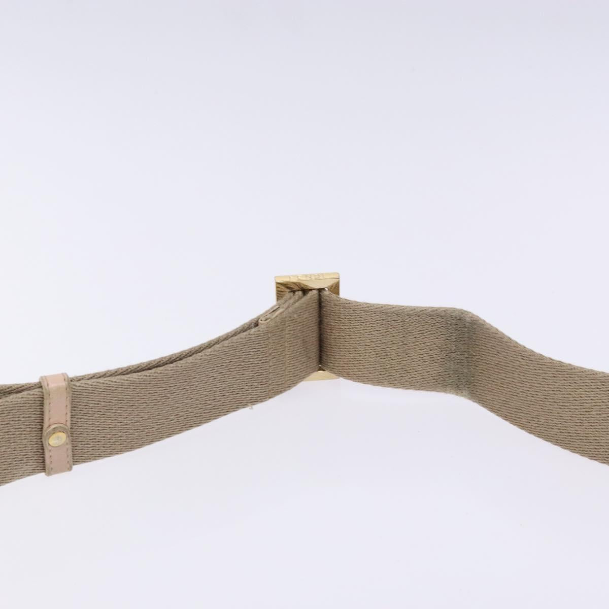 FENDI Zucchino Canvas Shoulder Bag Beige Gold Auth ep9438