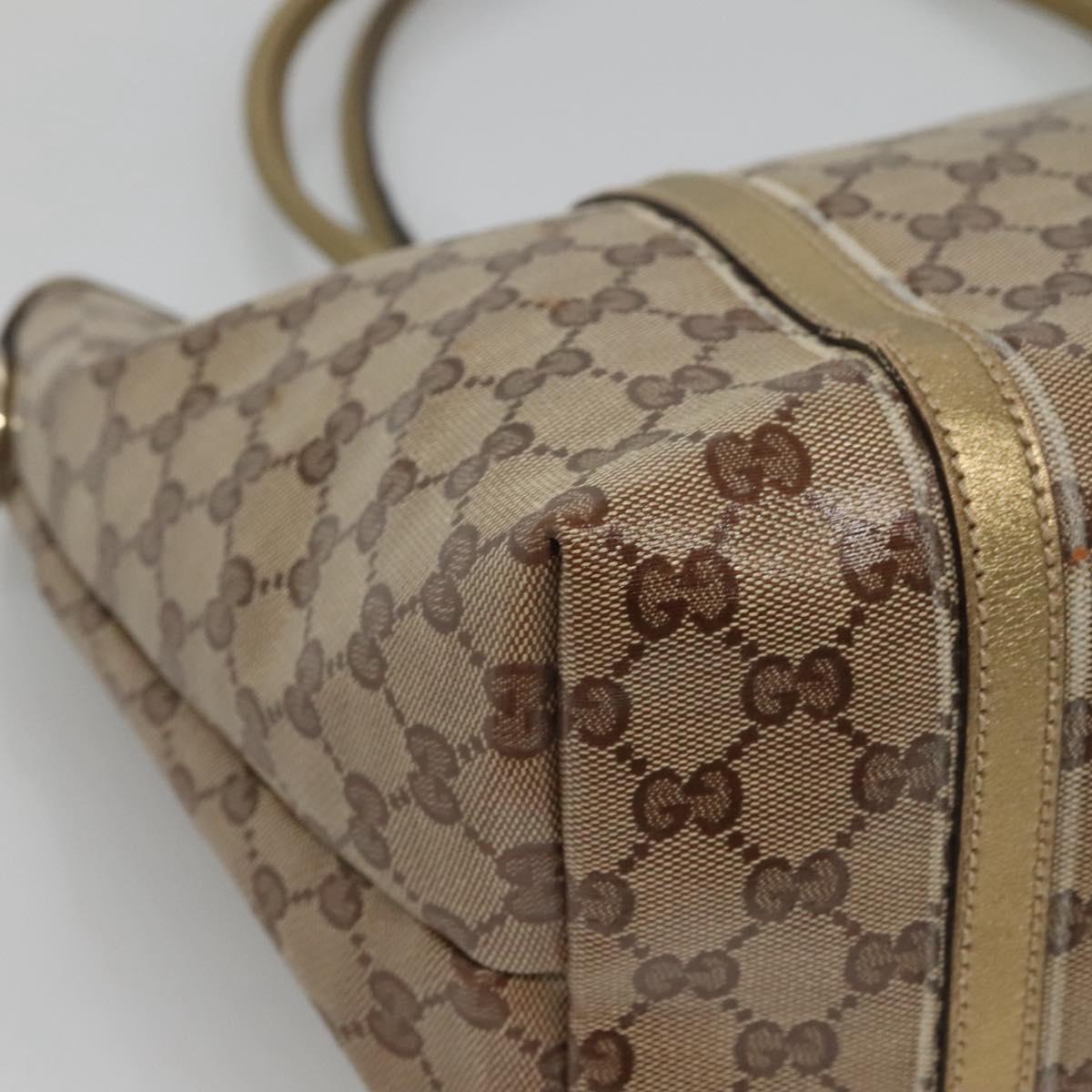 GUCCI GG Crystal Tote Bag Coated Canvas Beige Gold 197953 Auth ep9440