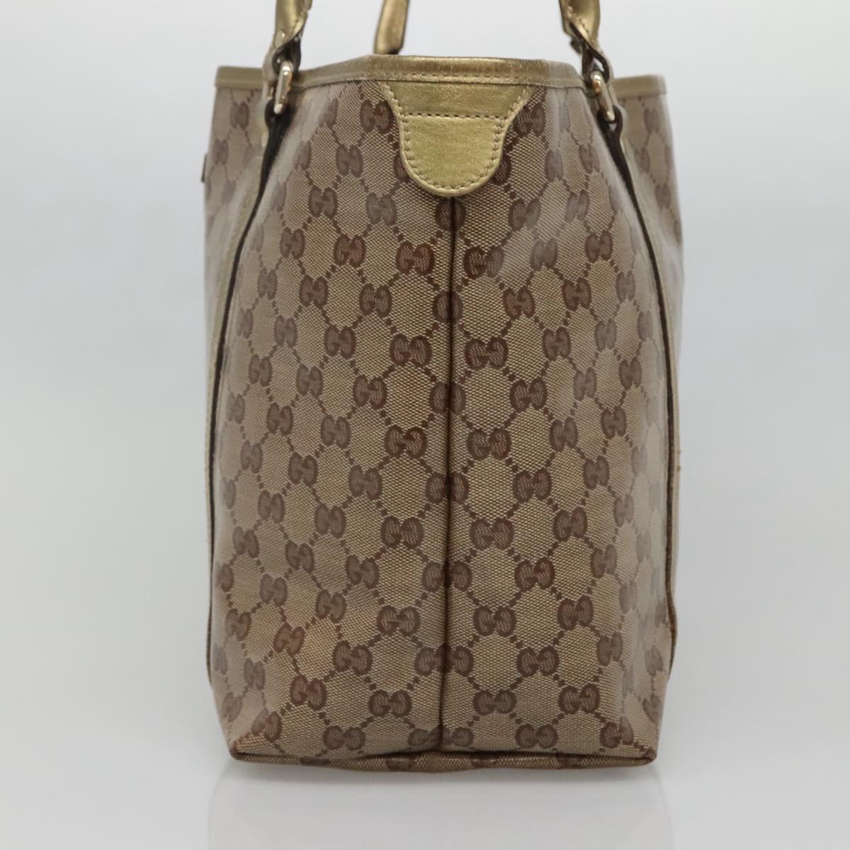 GUCCI GG Crystal Tote Bag Coated Canvas Beige Gold 197953 Auth ep9440