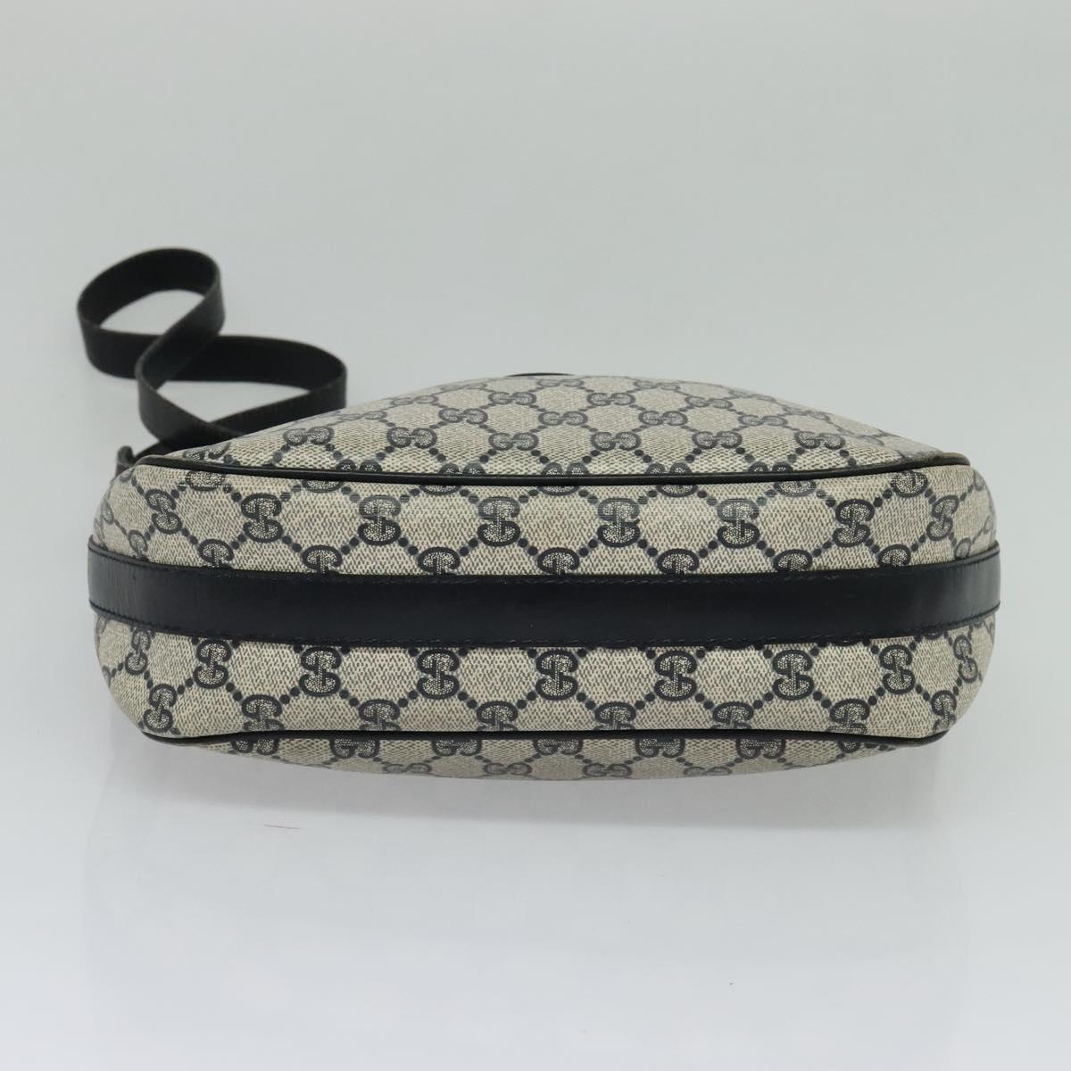 GUCCI GG Supreme Sherry Line Shoulder Bag PVC Navy Gold Red Auth ep9445