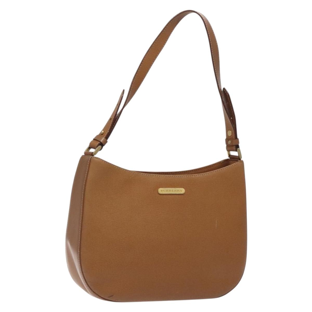 BURBERRY Shoulder Bag Leather Brown Gold Auth ep9447