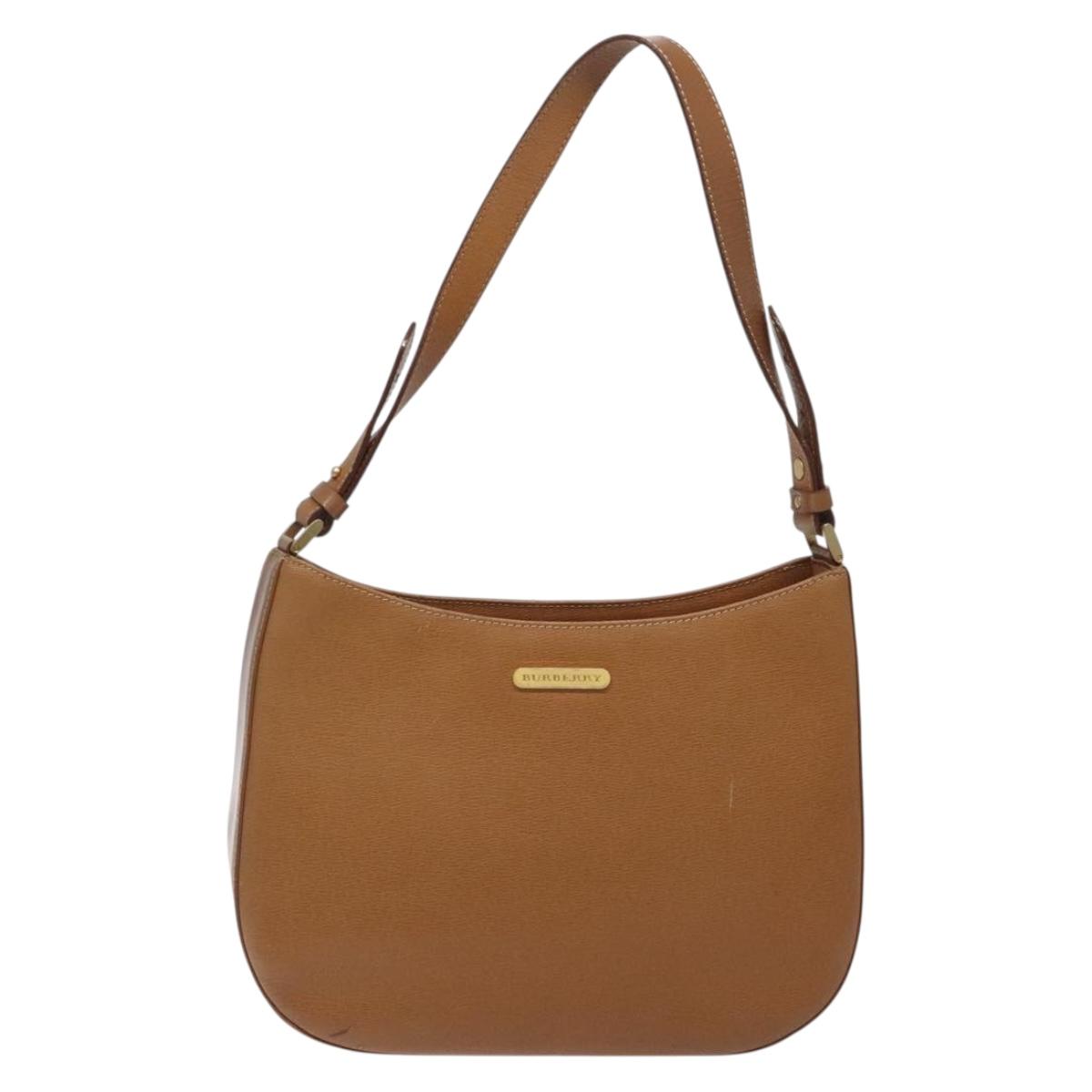 BURBERRY Shoulder Bag Leather Brown Gold Auth ep9447