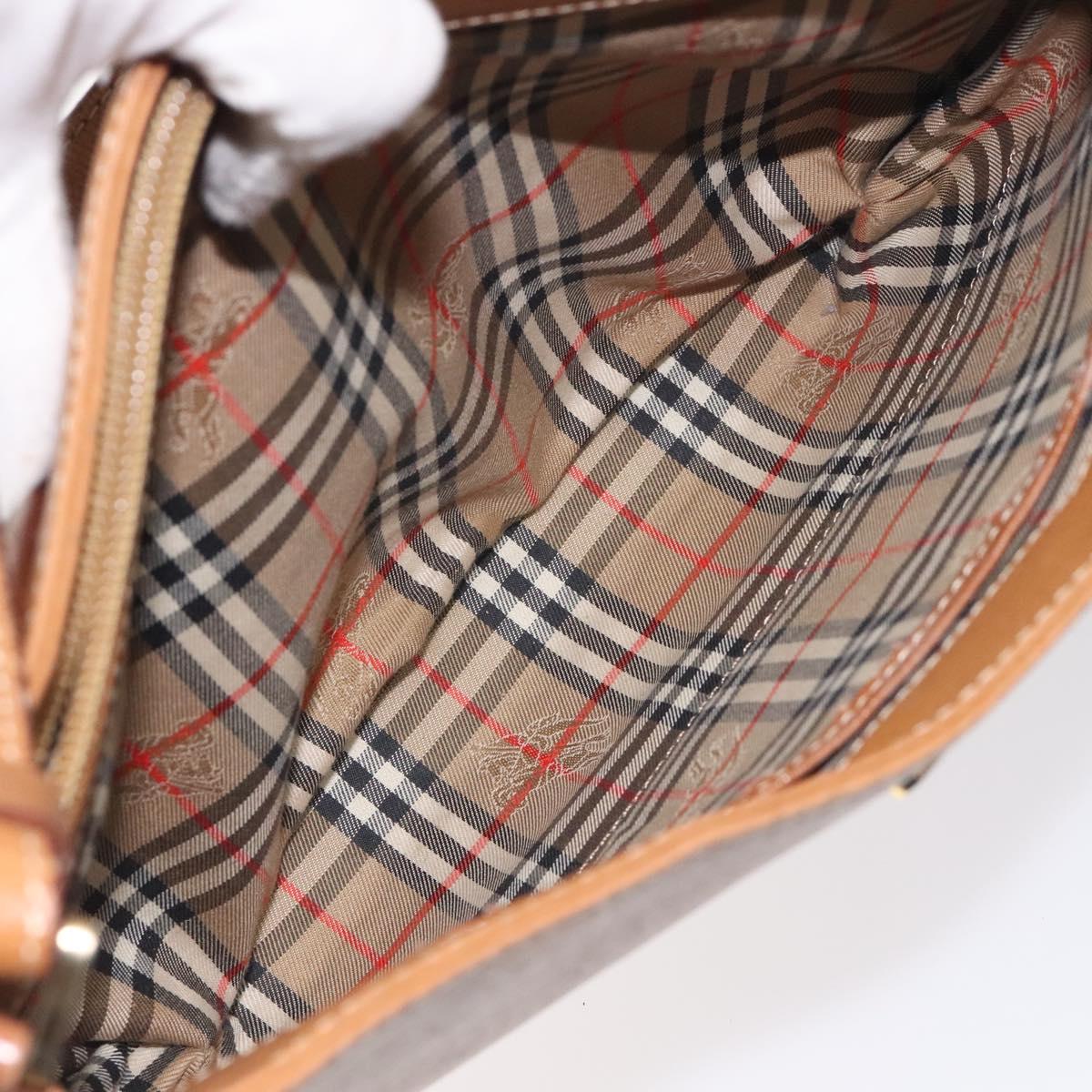 BURBERRY Shoulder Bag Leather Brown Gold Auth ep9447