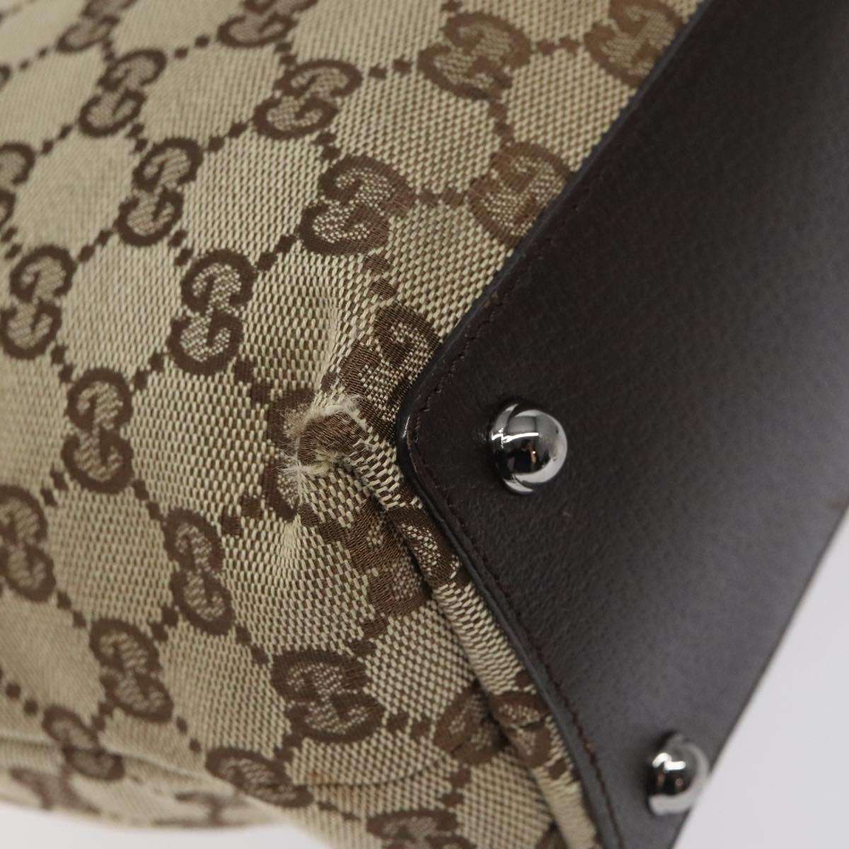 GUCCI GG Canvas Tote Bag Beige Silver 120840 Auth ep9457