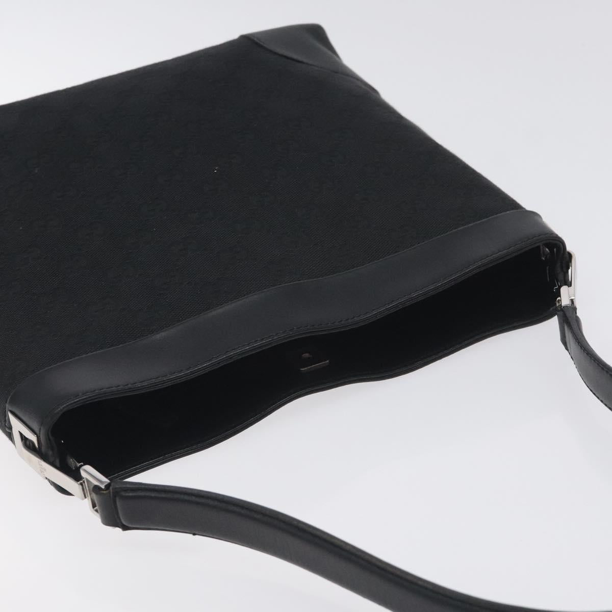 GUCCI GG Canvas Shoulder Bag Black Silver 33900 Auth ep9460V