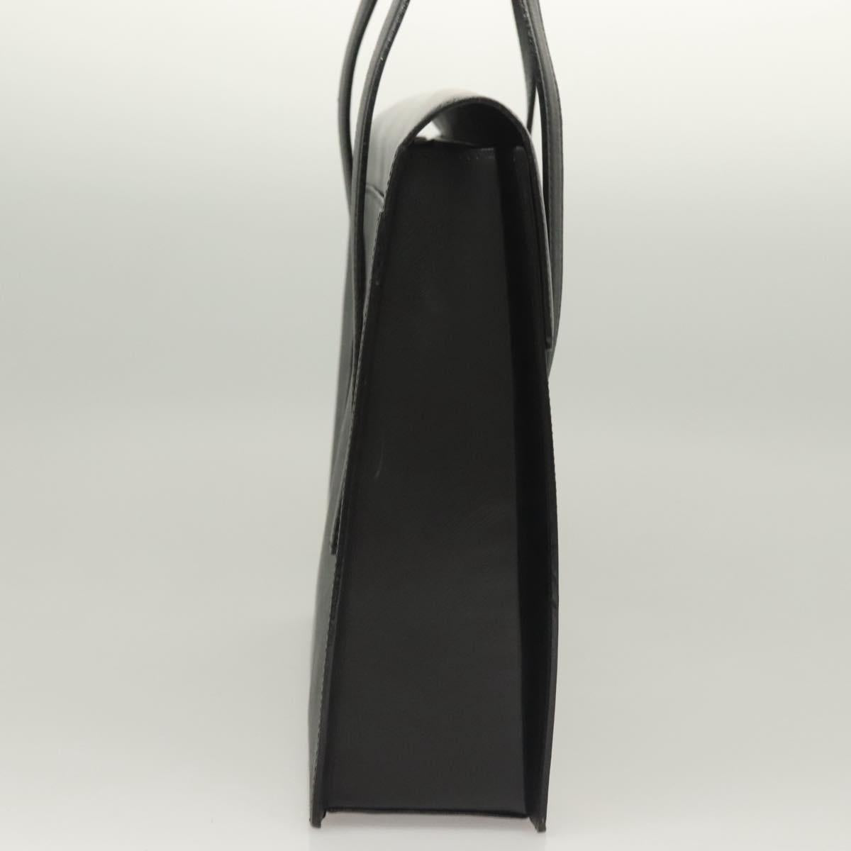 Burberrys Hand Bag Leather Black Silver Auth ep9512