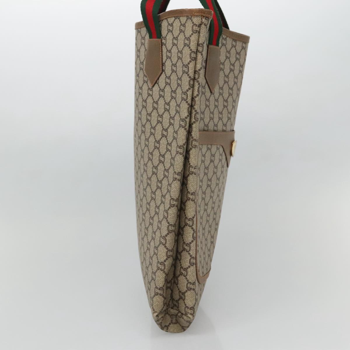 GUCCI GG Plus Supreme Web Sherry Line Tote Bag PVC Beige Red Green Auth ep9518