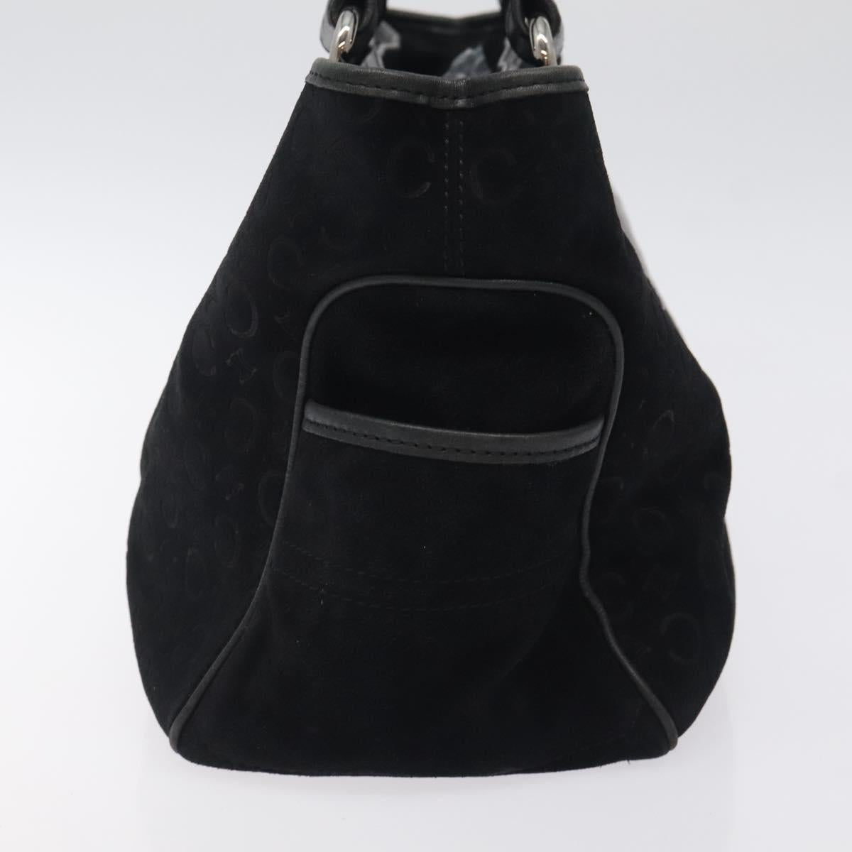 CELINE C Macadam Canvas Boogie bag Hand Bag Black Silver Auth ep9525