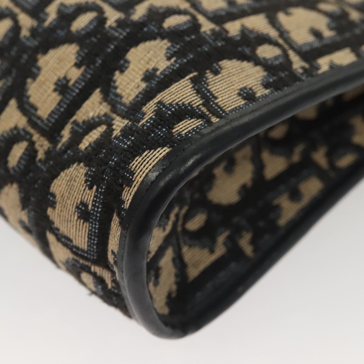 Christian Dior Trotter Canvas Shoulder Bag Navy Gold Auth ep9528