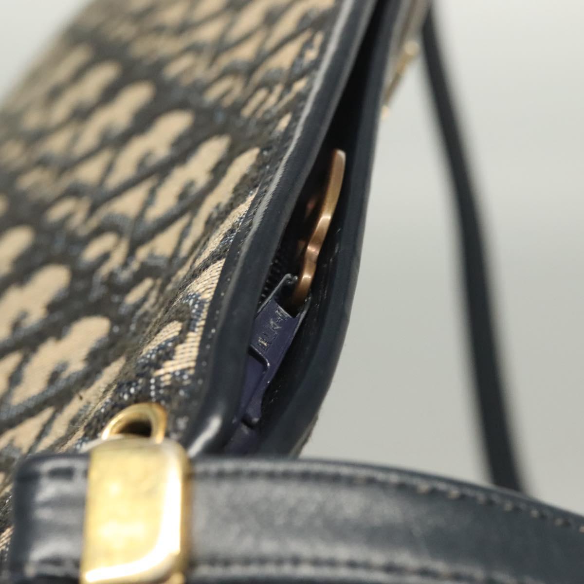 Christian Dior Trotter Canvas Shoulder Bag Navy Gold Auth ep9528