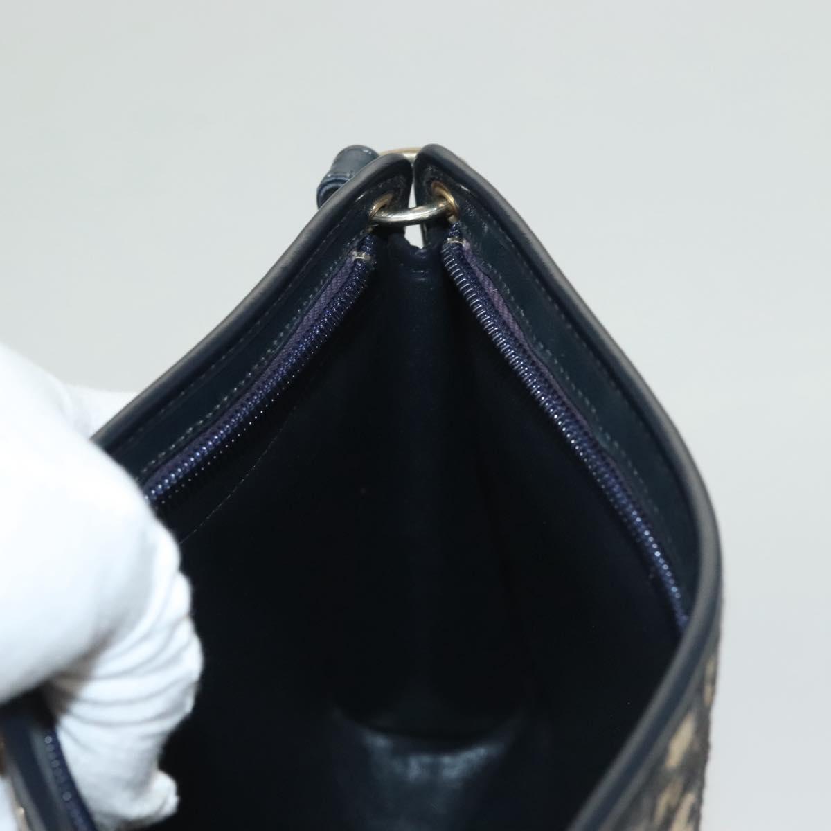 Christian Dior Trotter Canvas Shoulder Bag Navy Gold Auth ep9528