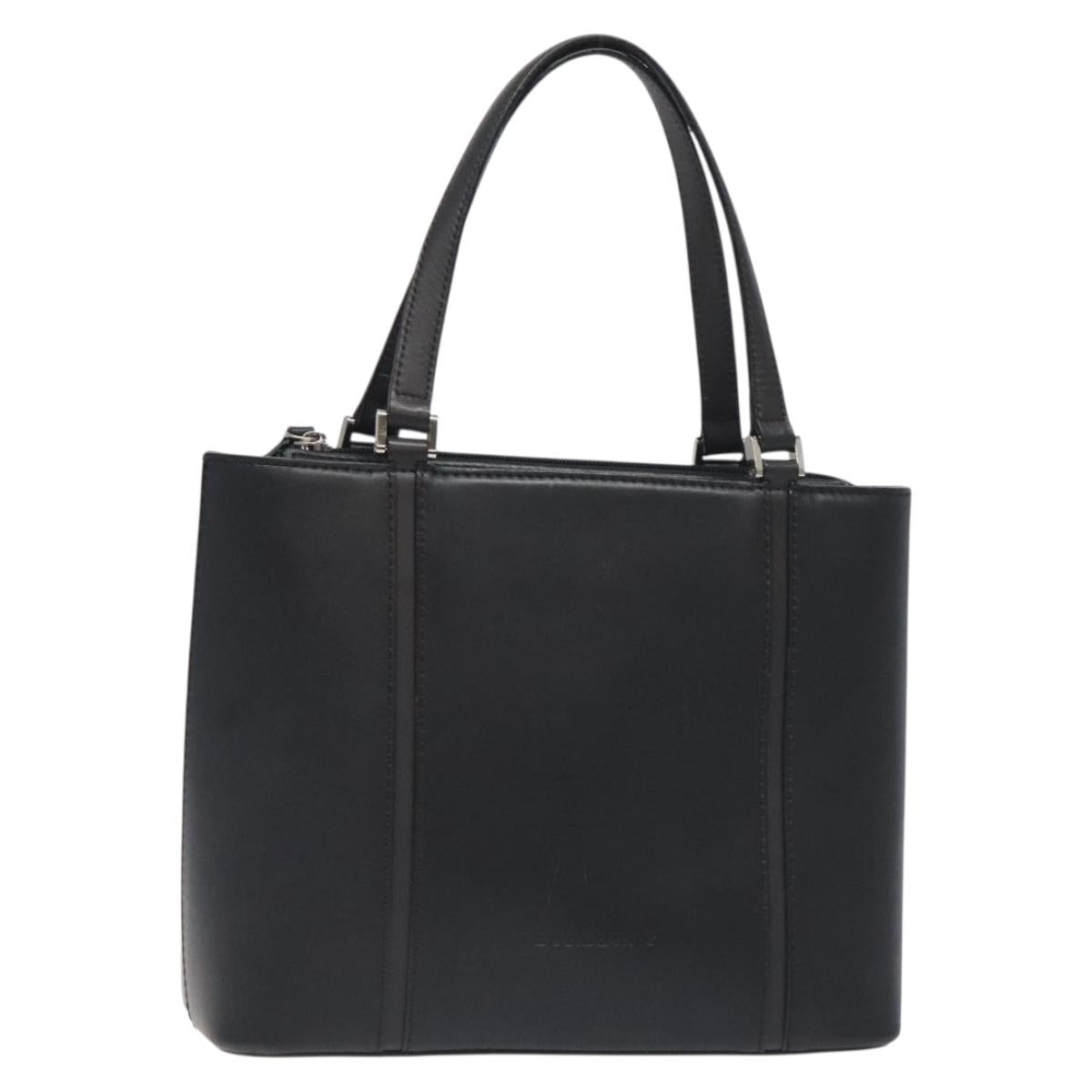BURBERRY Hand Bag Leather Black Silver Auth ep9535