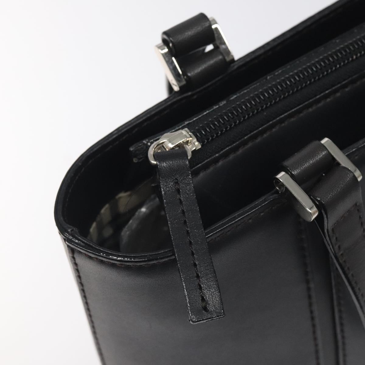 BURBERRY Hand Bag Leather Black Silver Auth ep9535
