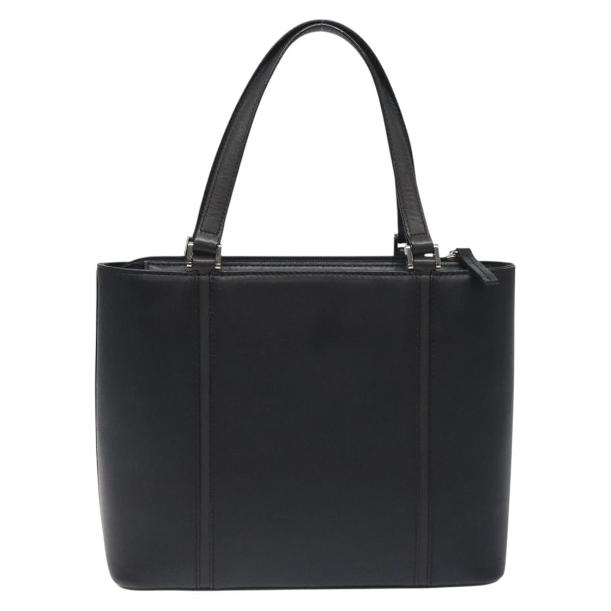 BURBERRY Hand Bag Leather Black Silver Auth ep9535