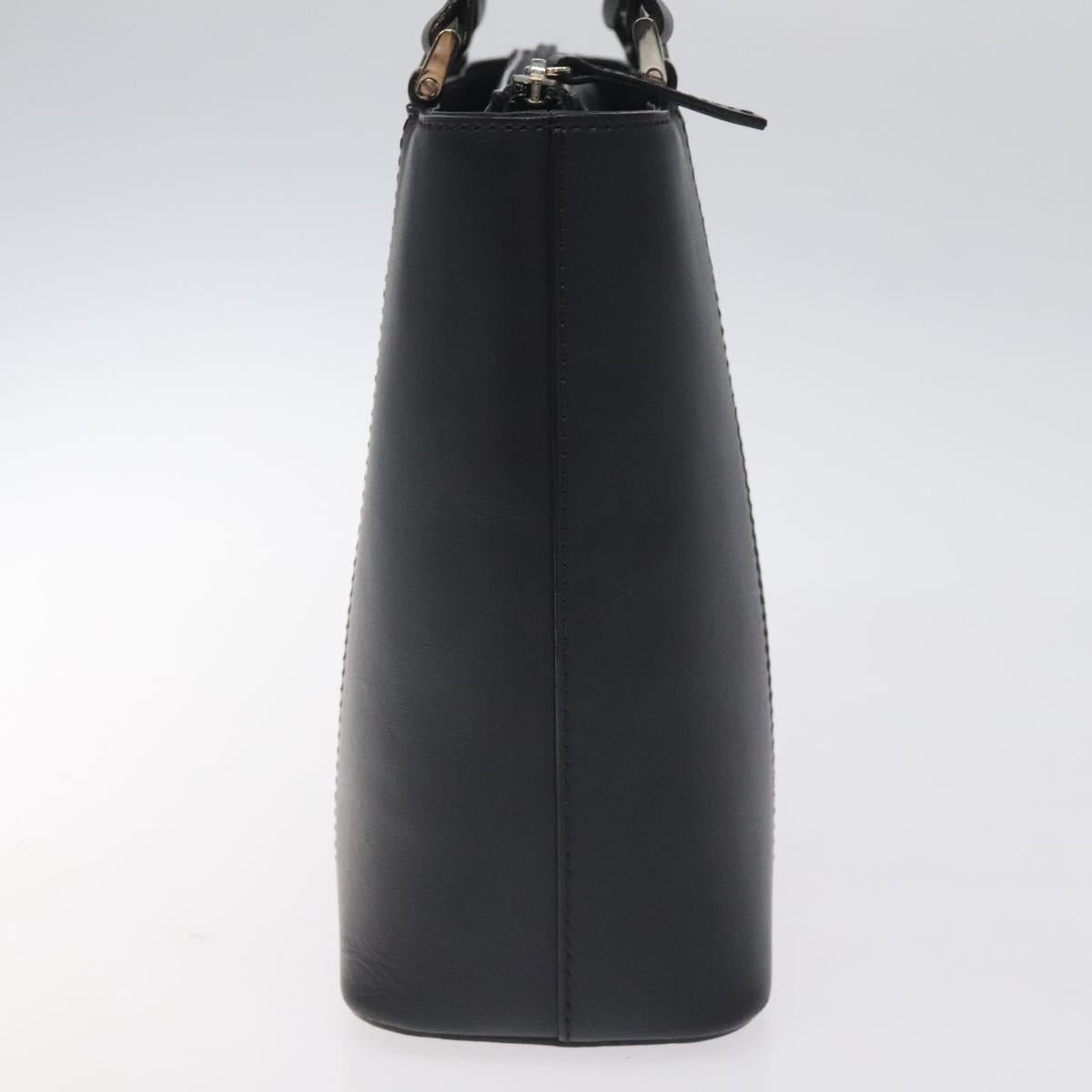 BURBERRY Hand Bag Leather Black Silver Auth ep9535
