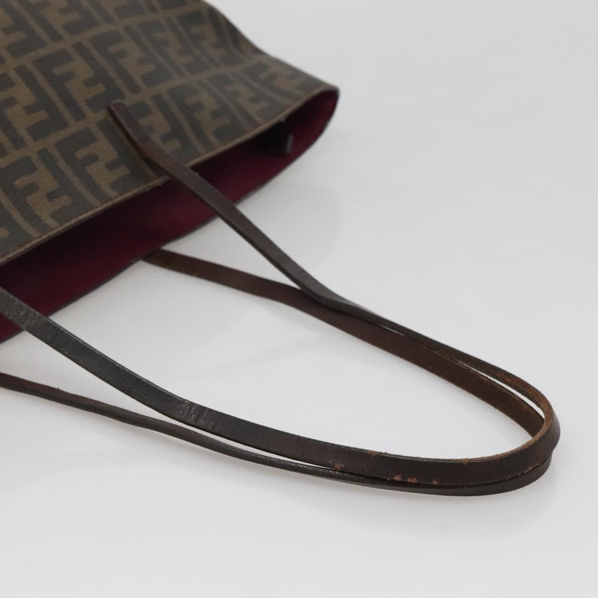FENDI Zucca Canvas Tote Bag Brown Black Auth ep9552