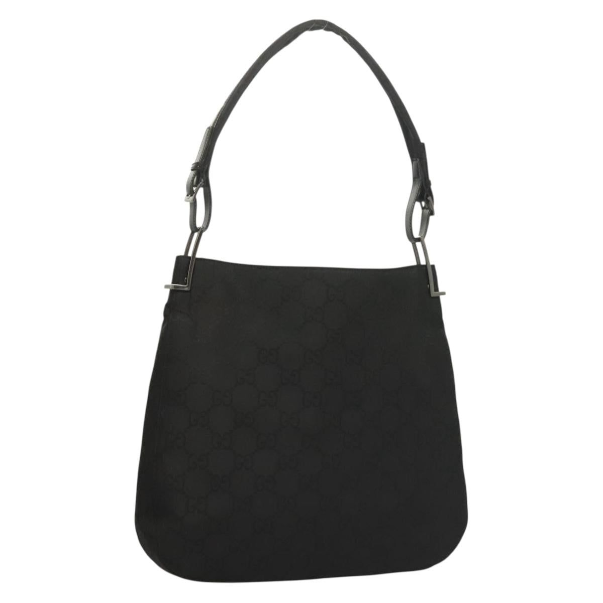 GUCCI GG Canvas Shoulder Bag Black Silver 001 3166 3444 Auth ep9573