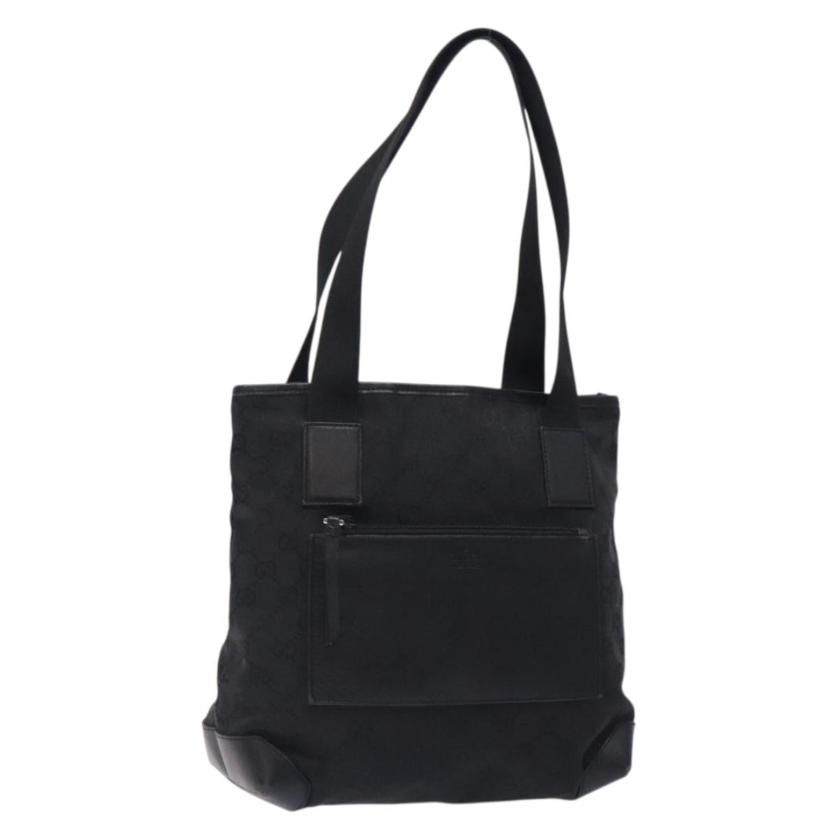 GUCCI GG Canvas Tote Bag Black Silver 28893 Auth ep9576