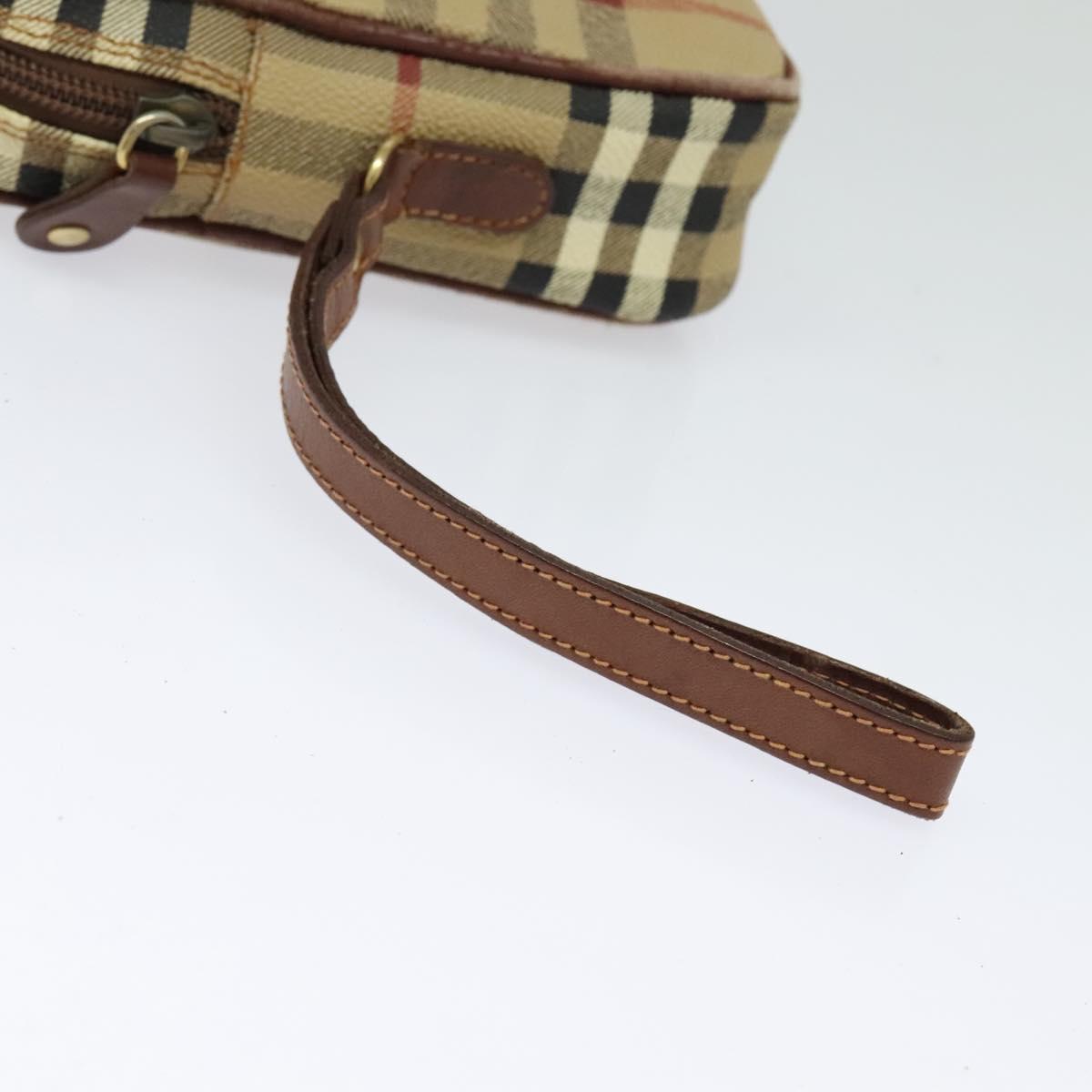 Burberrys Nova Check Clutch Bag PVC Beige Gold Auth ep9636