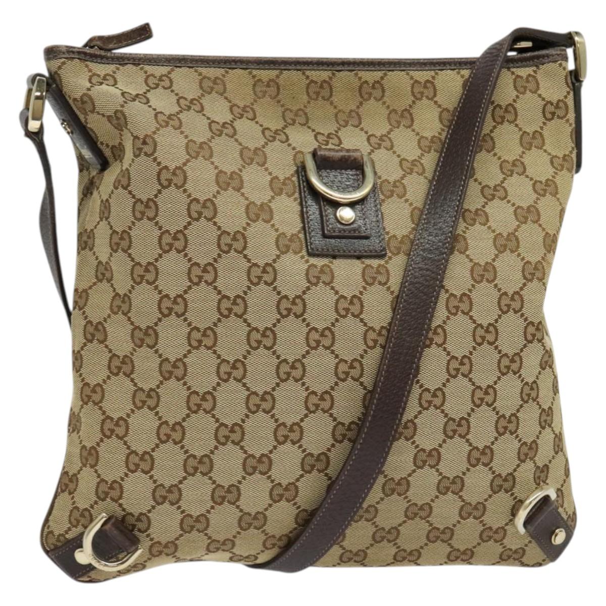 GUCCI GG Canvas Shoulder Bag Beige Gold 131326 Auth ep9680