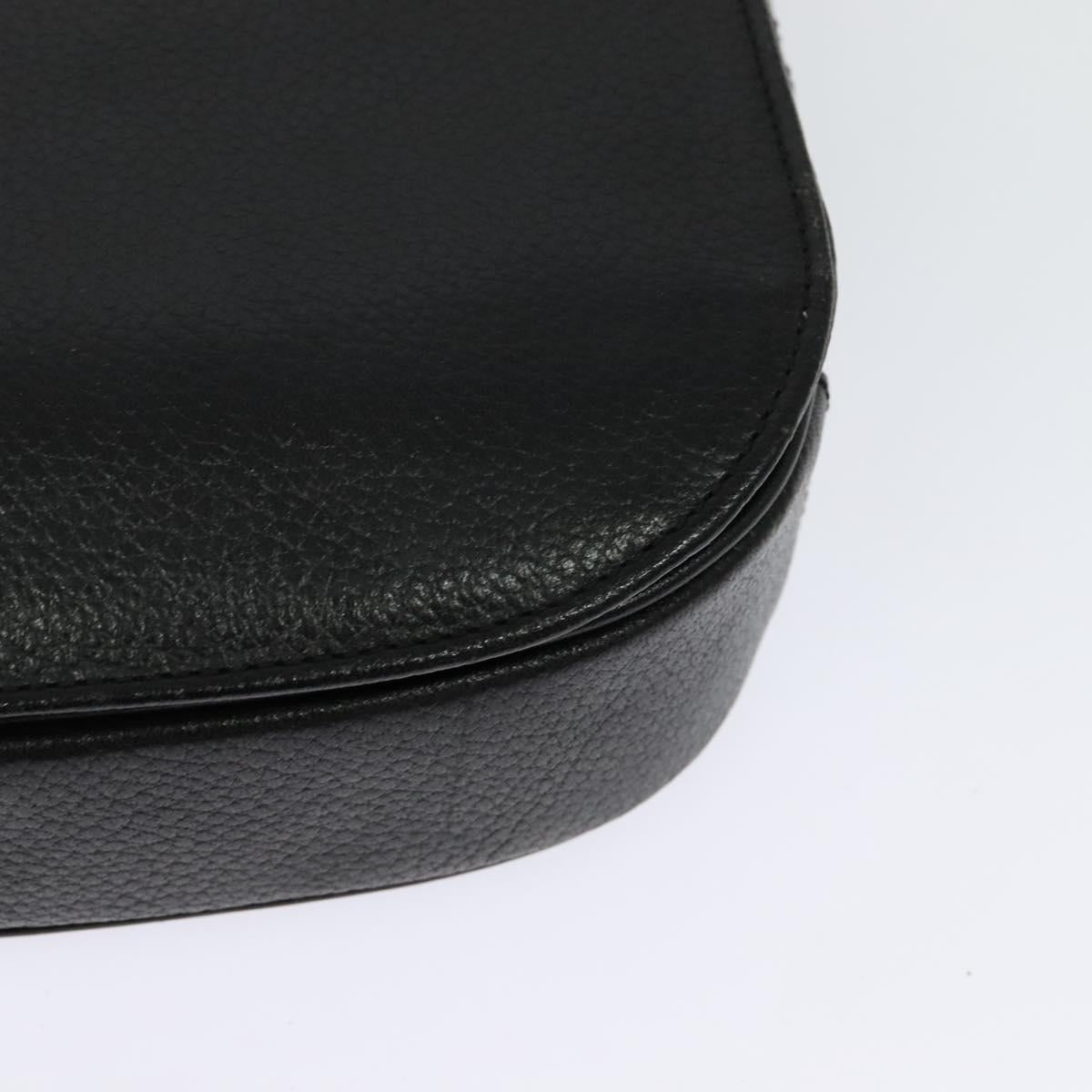 Burberrys Shoulder Bag Leather Black Gold Auth ep9691