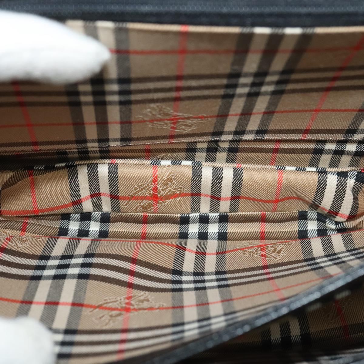 Burberrys Shoulder Bag Leather Black Gold Auth ep9691