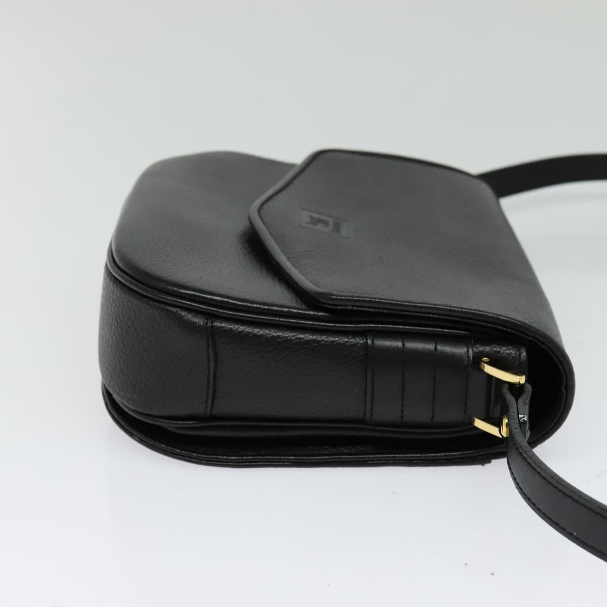 Burberrys Shoulder Bag Leather Black Gold Auth ep9691