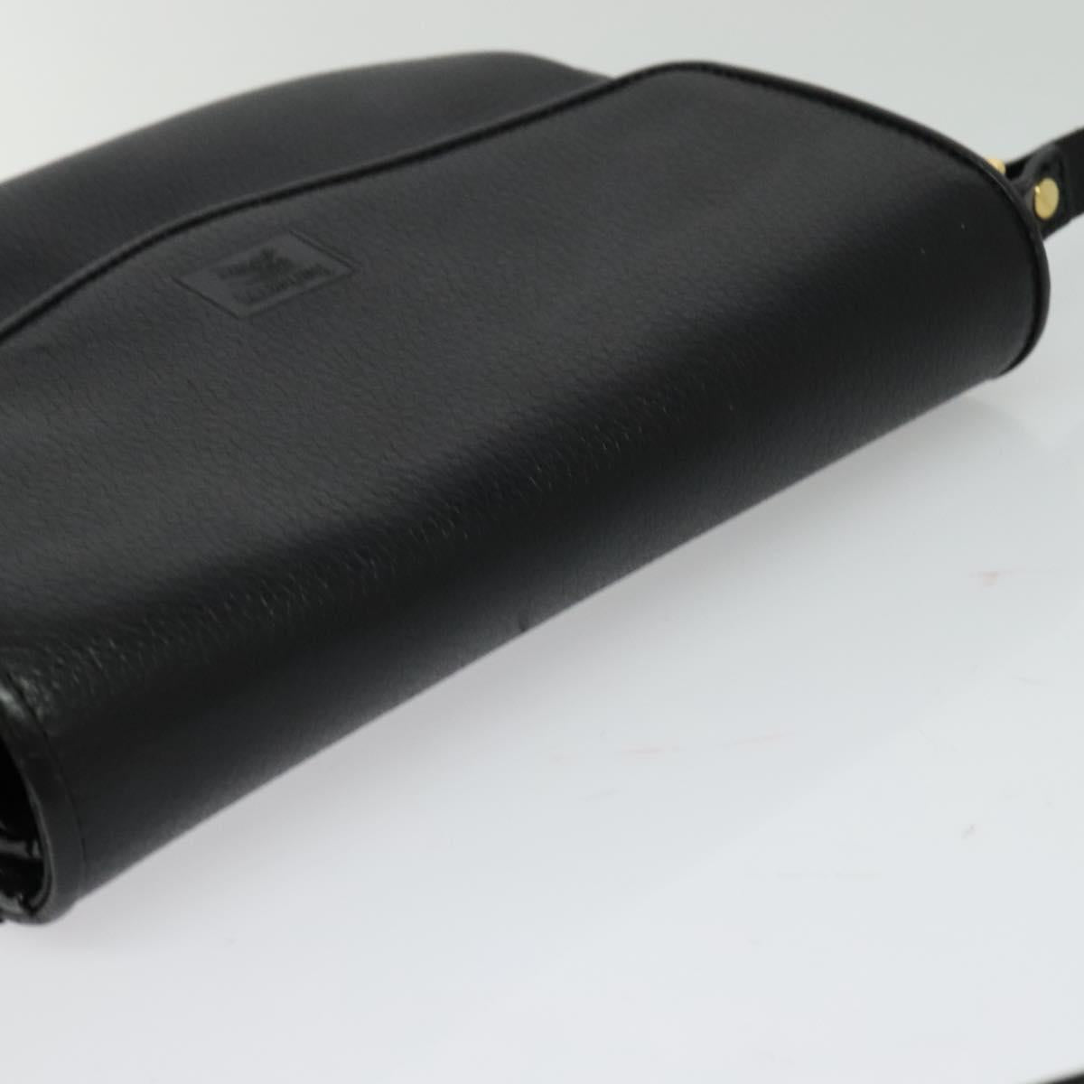 Burberrys Shoulder Bag Leather Black Gold Auth ep9691