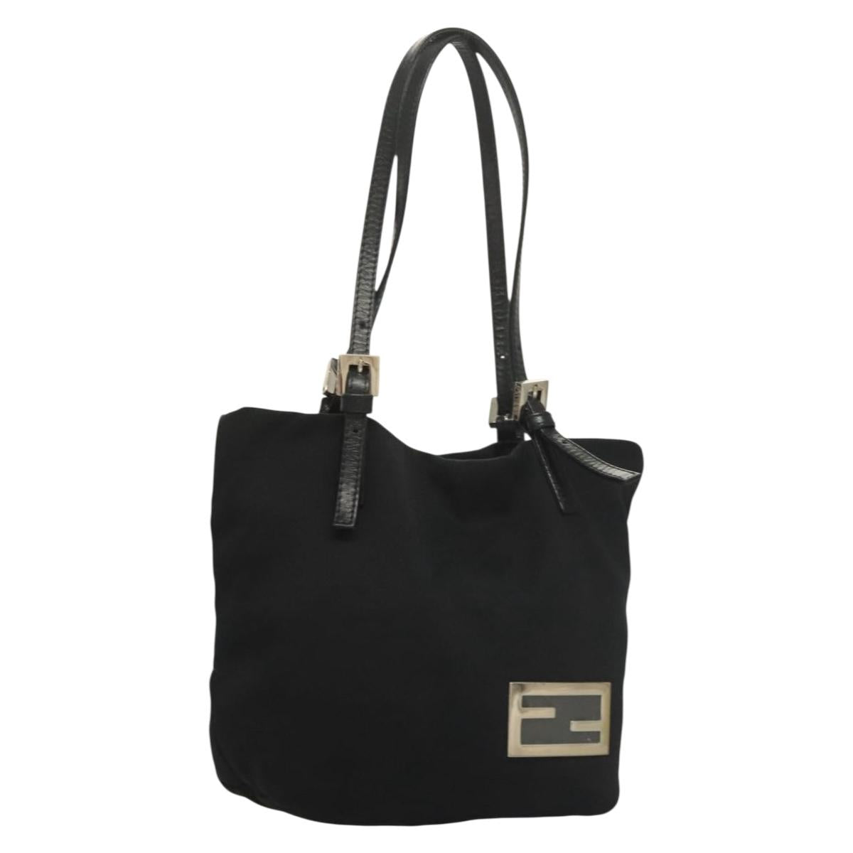 FENDI Hand Bag Nylon Black Silver Auth ep9703