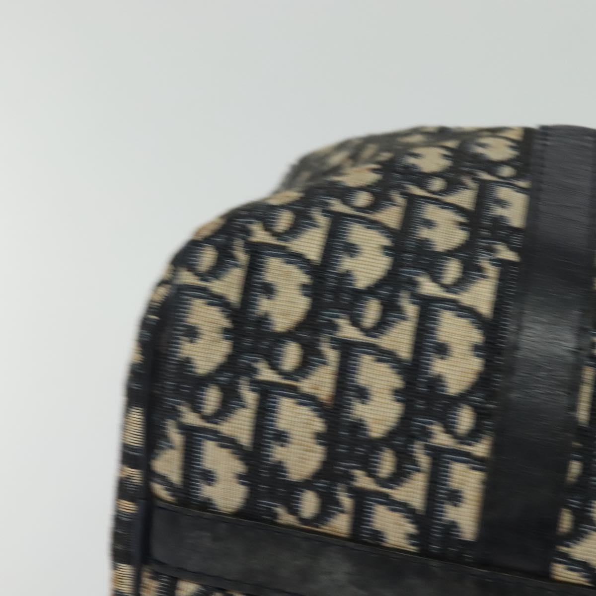 Christian Dior Trotter Canvas Boston Bag Navy Silver Auth ep9707