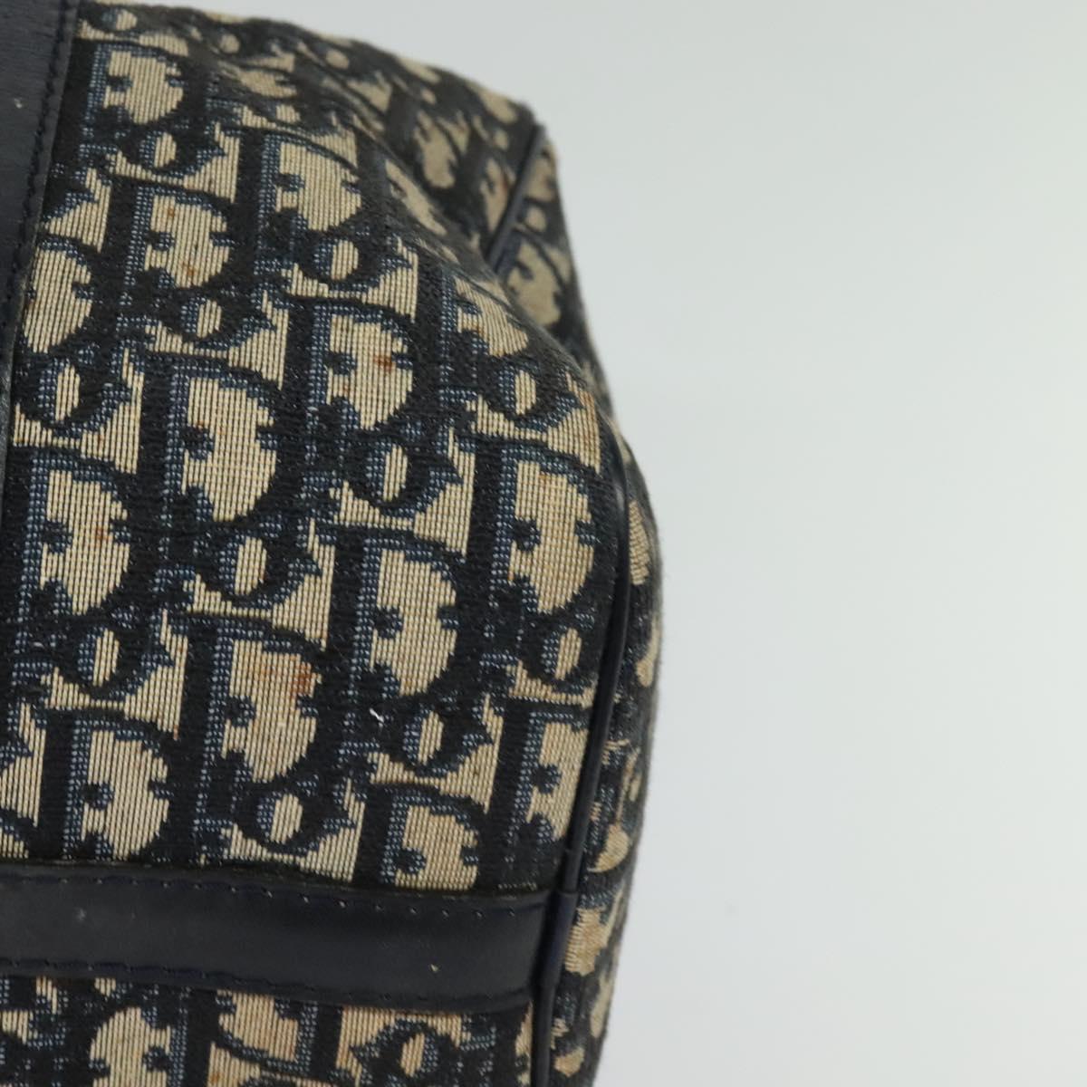 Christian Dior Trotter Canvas Boston Bag Navy Silver Auth ep9707