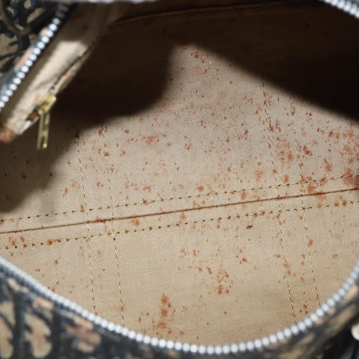 Christian Dior Trotter Canvas Boston Bag Navy Silver Auth ep9707