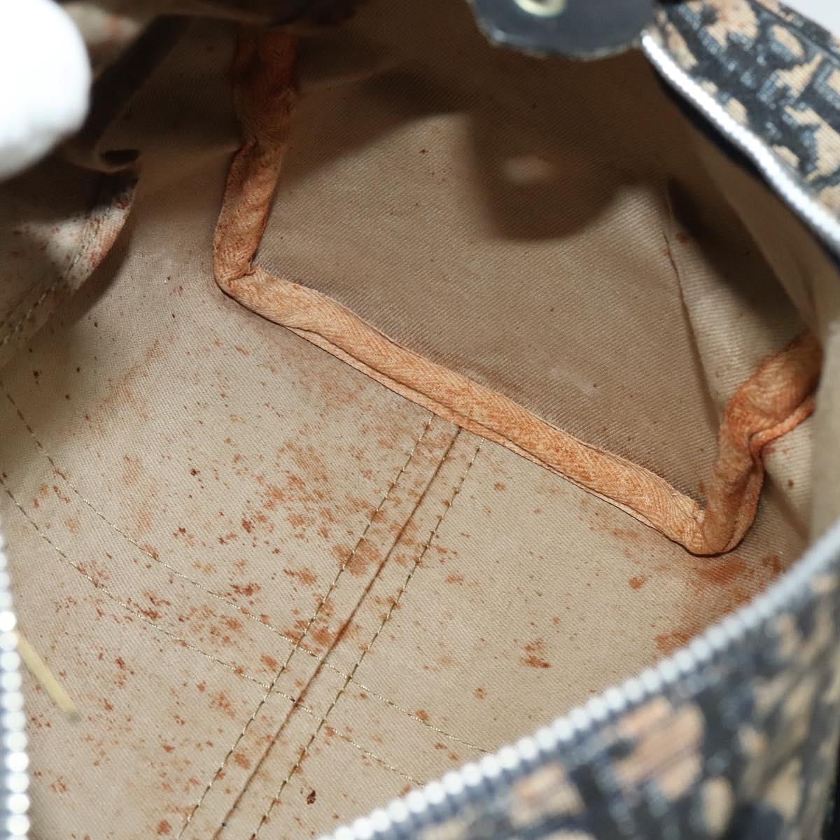 Christian Dior Trotter Canvas Boston Bag Navy Silver Auth ep9707