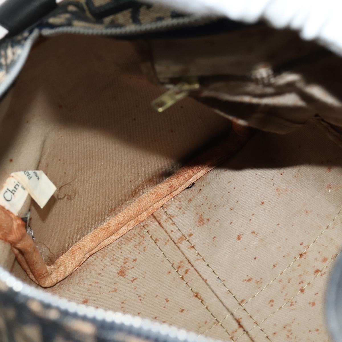 Christian Dior Trotter Canvas Boston Bag Navy Silver Auth ep9707