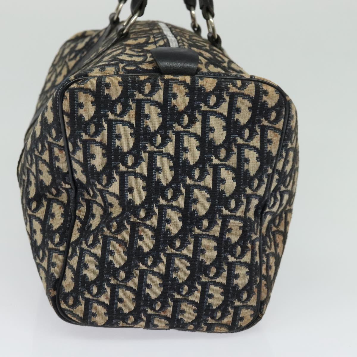 Christian Dior Trotter Canvas Boston Bag Navy Silver Auth ep9707