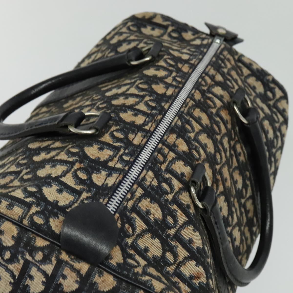 Christian Dior Trotter Canvas Boston Bag Navy Silver Auth ep9707