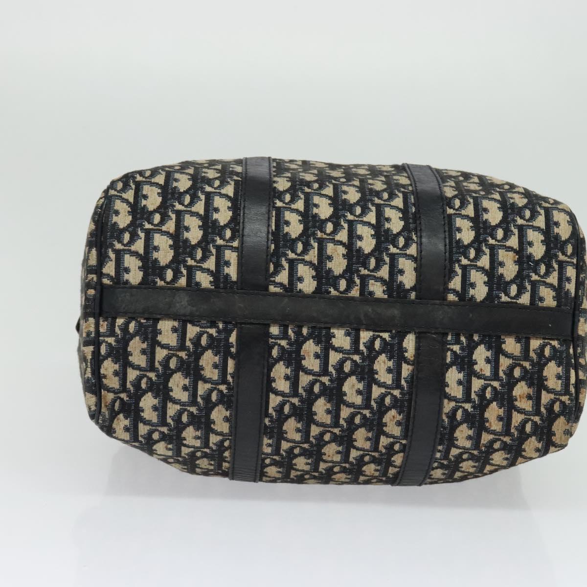 Christian Dior Trotter Canvas Boston Bag Navy Silver Auth ep9707