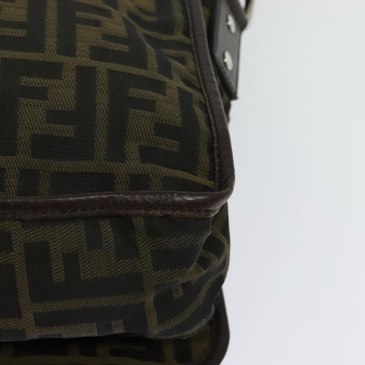 FENDI Zucca Canvas Shoulder Bag Black Brown Auth ep9708