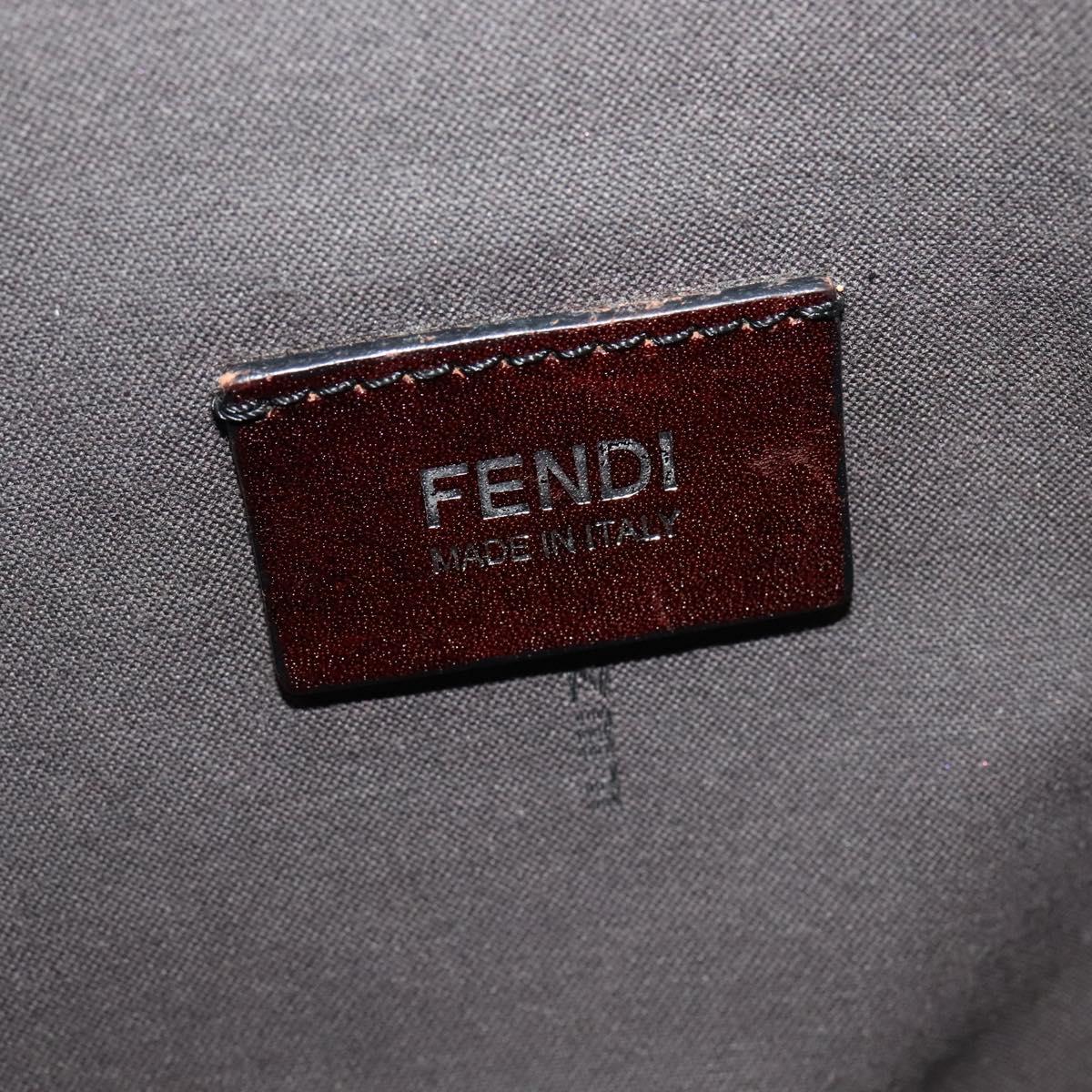 FENDI Zucca Canvas Shoulder Bag Black Brown Auth ep9708