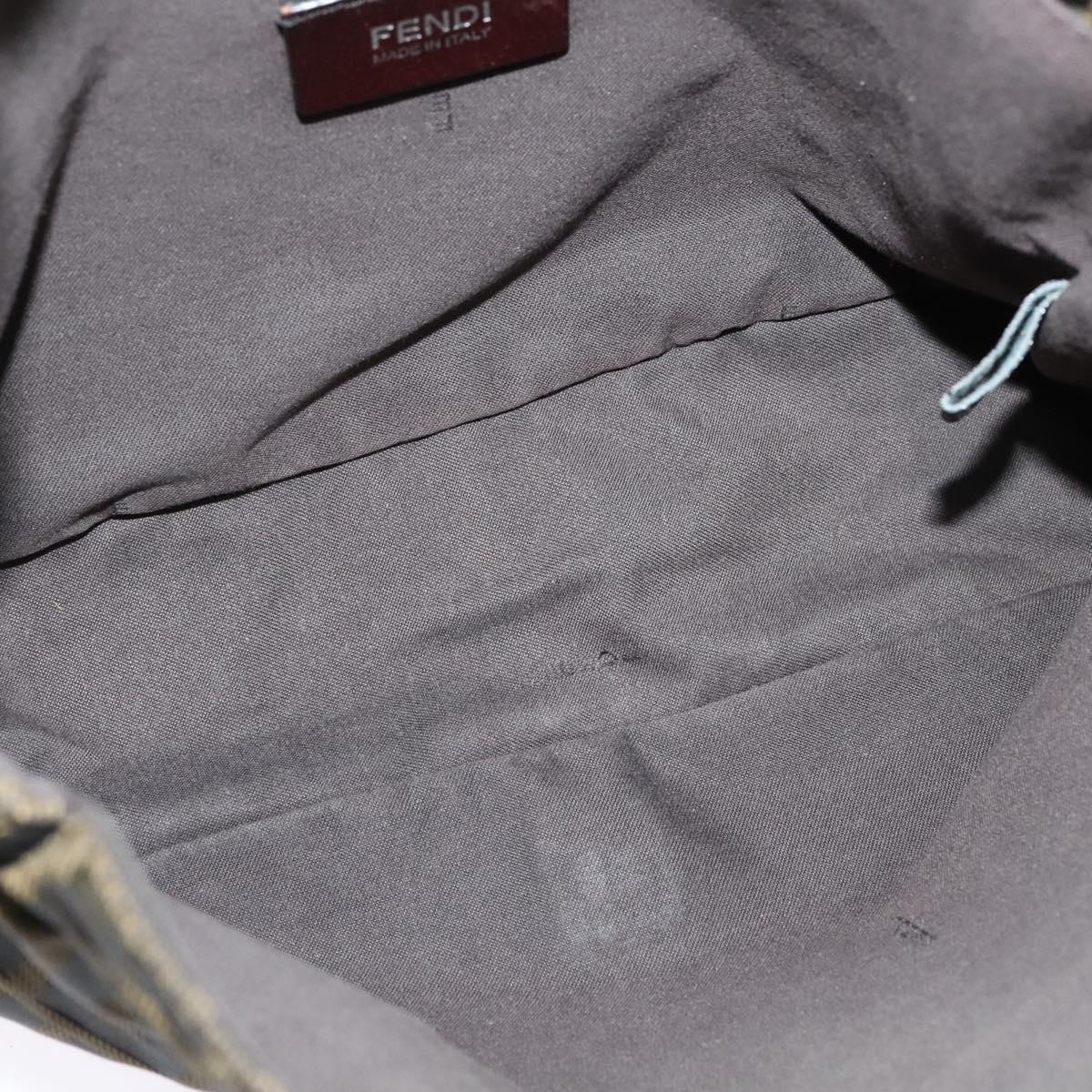 FENDI Zucca Canvas Shoulder Bag Black Brown Auth ep9708
