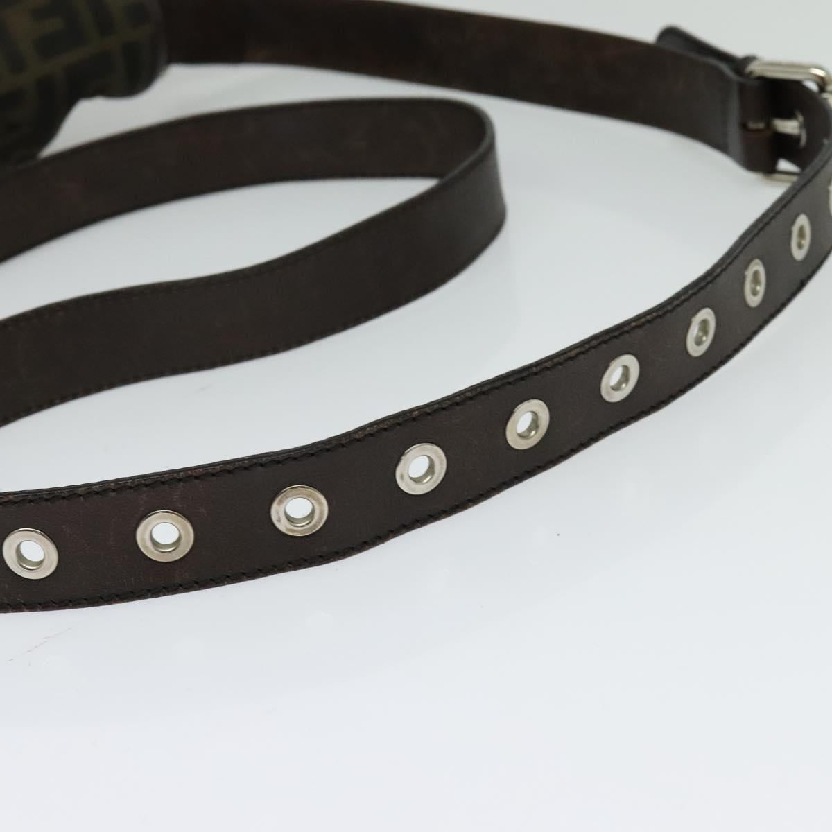 FENDI Zucca Canvas Shoulder Bag Black Brown Auth ep9708