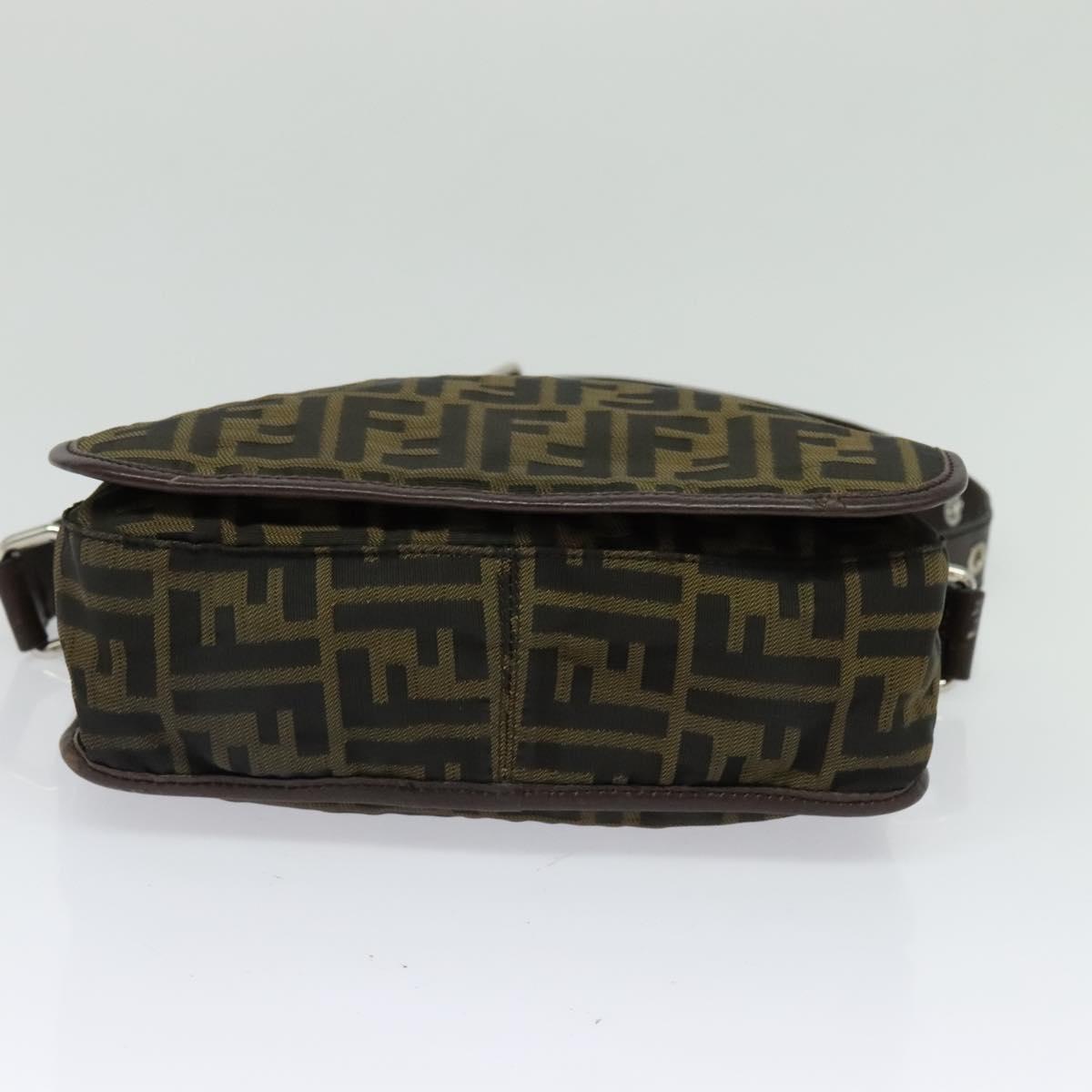 FENDI Zucca Canvas Shoulder Bag Black Brown Auth ep9708
