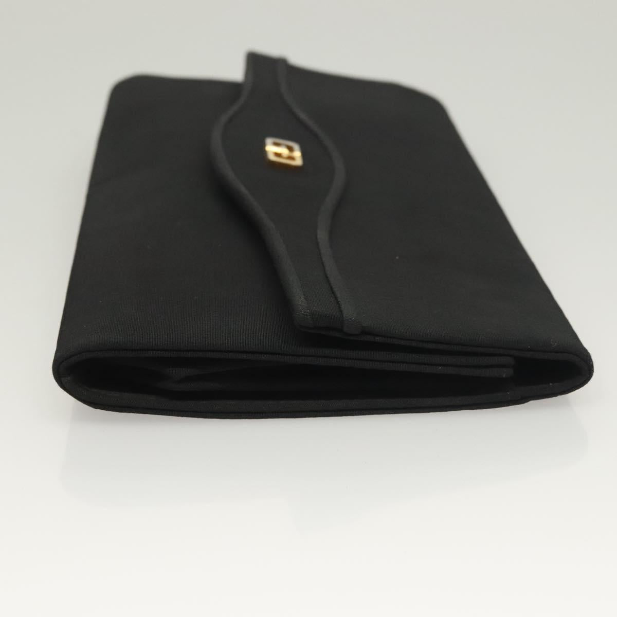 GUCCI Clutch Bag Nylon Black Gold Auth ep9712