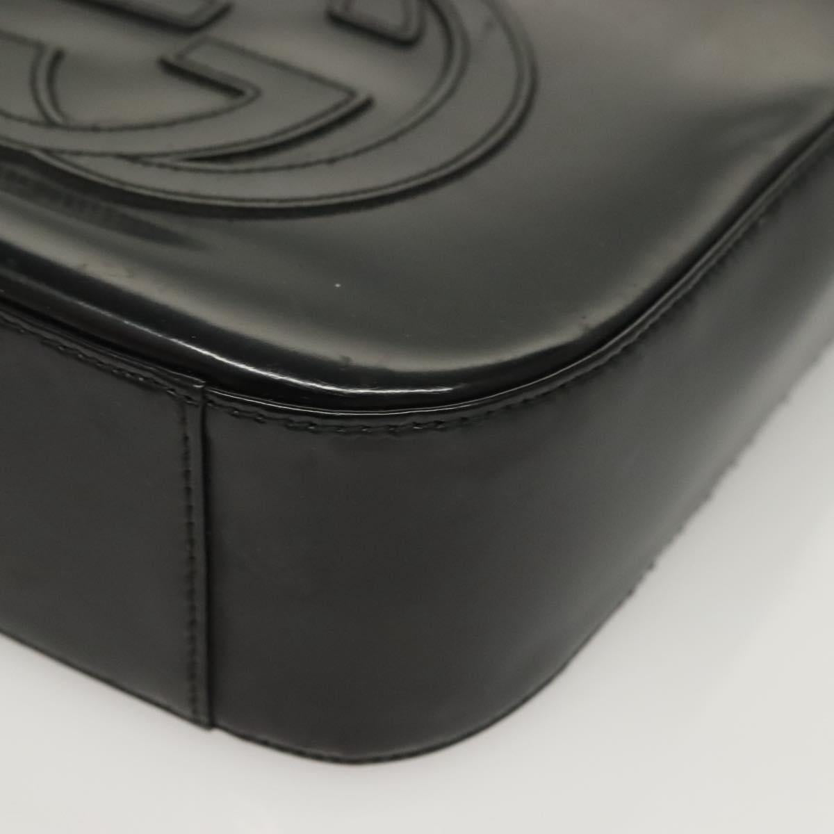 GUCCI Shoulder Bag Patent leather Black Silver 007 0249 Auth ep9726