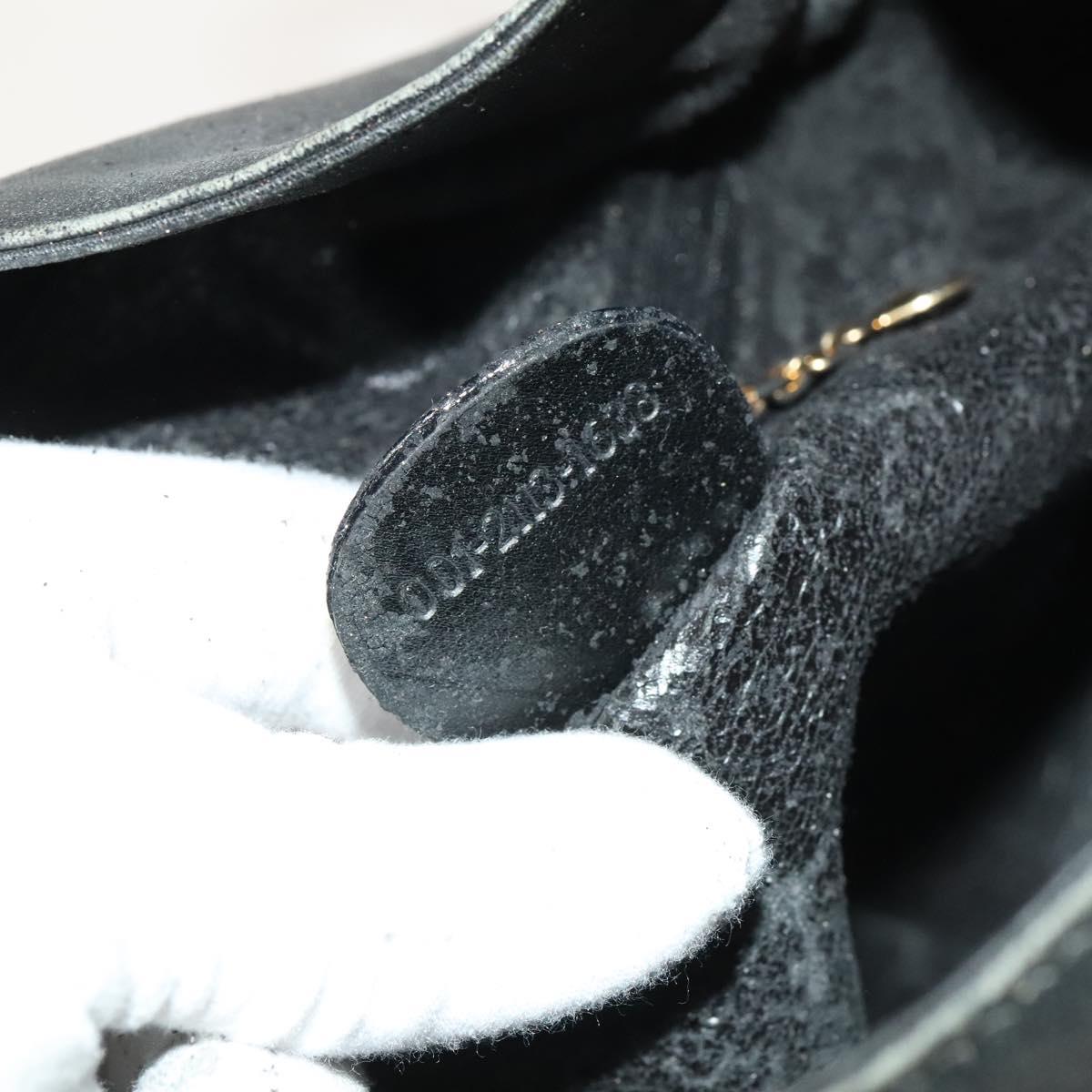 GUCCI Bamboo Hand Bag Leather Black Gold 001 2113 1638 Auth ep9730