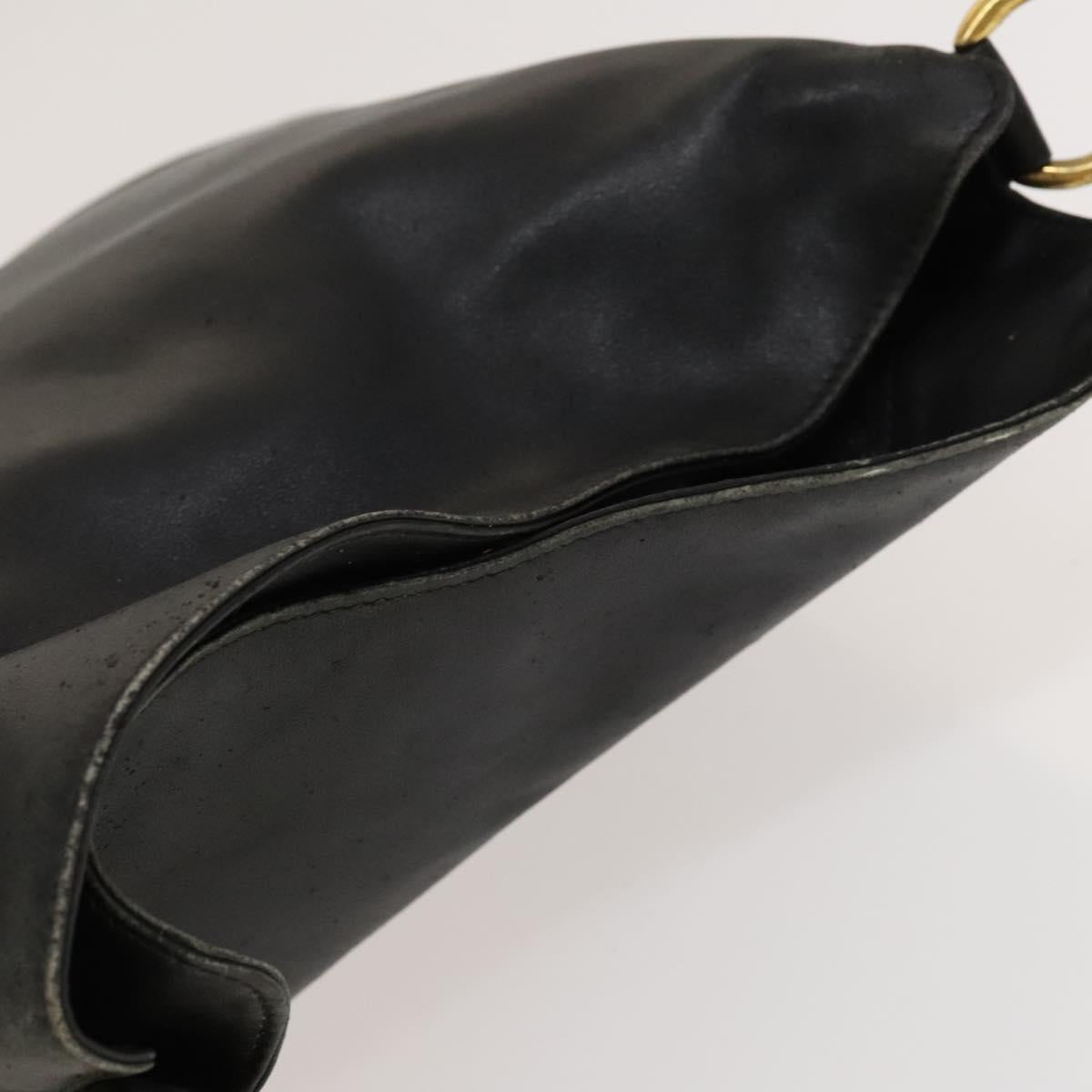 GUCCI Bamboo Hand Bag Leather Black Gold 001 2113 1638 Auth ep9730
