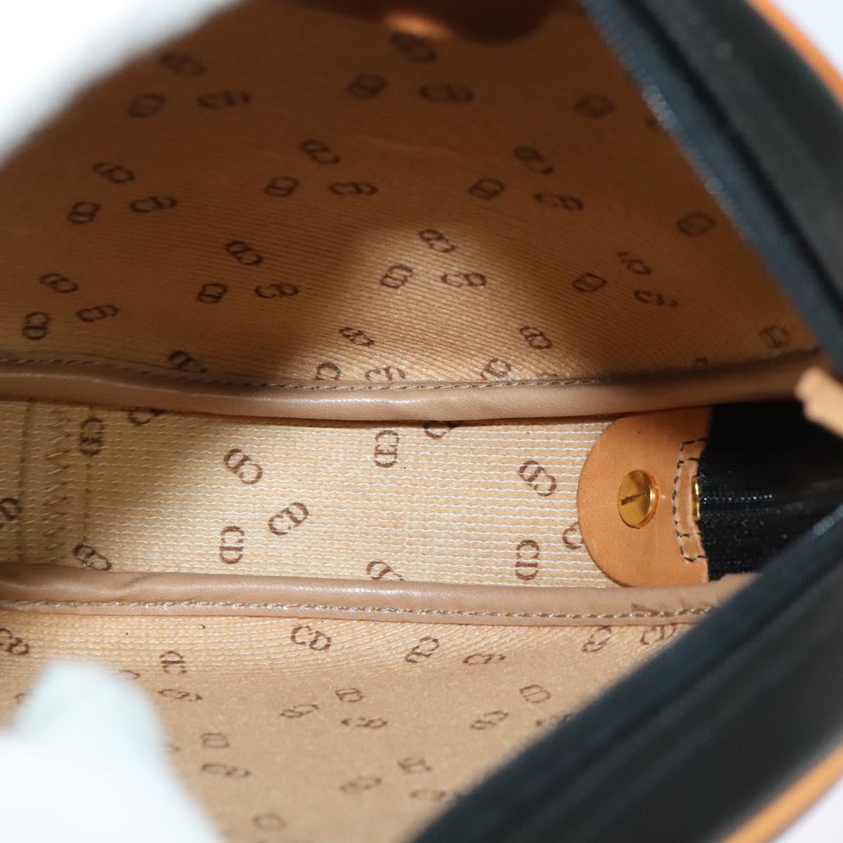 Christian Dior Shoulder Bag PVC Canvas Black Gold Auth ep9735