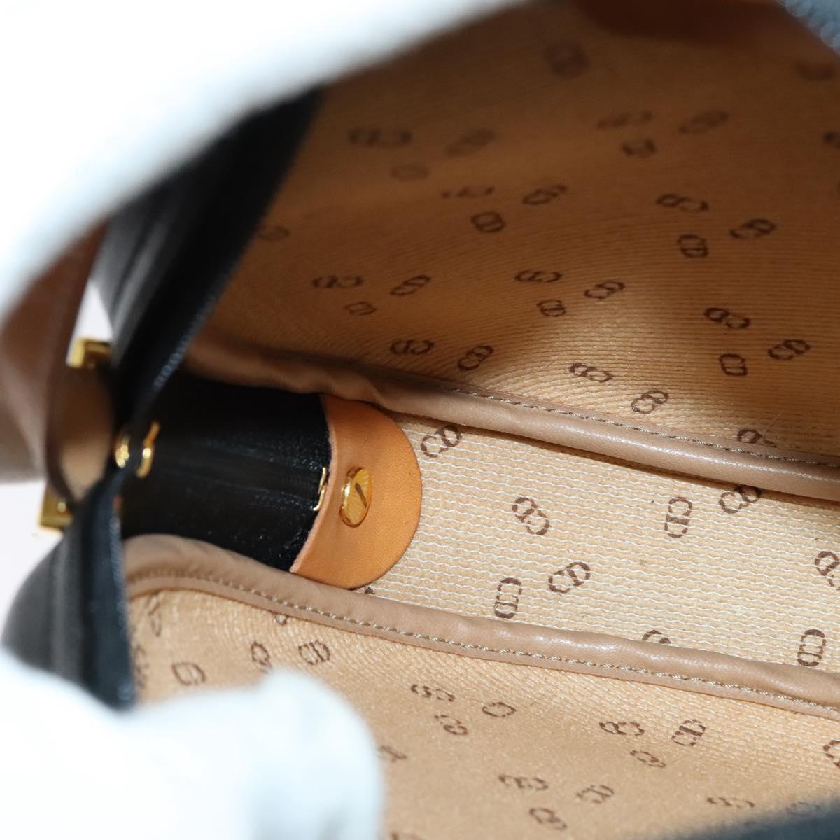 Christian Dior Shoulder Bag PVC Canvas Black Gold Auth ep9735