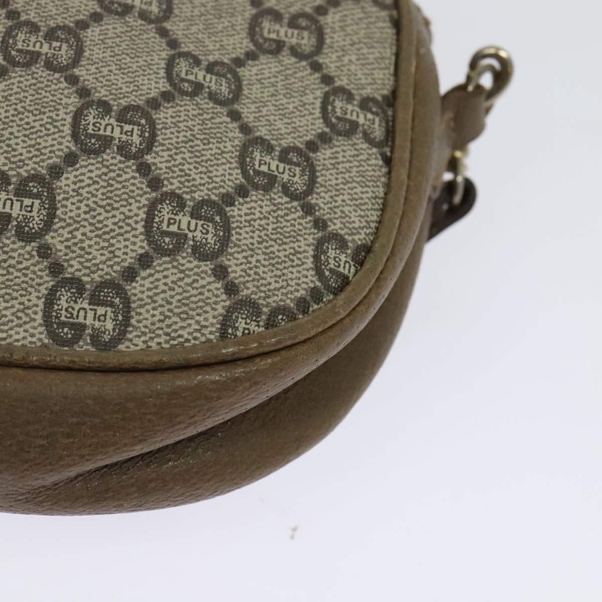 GUCCI GG Plus Supreme Shoulder Bag PVC Beige Gold Auth ep9746